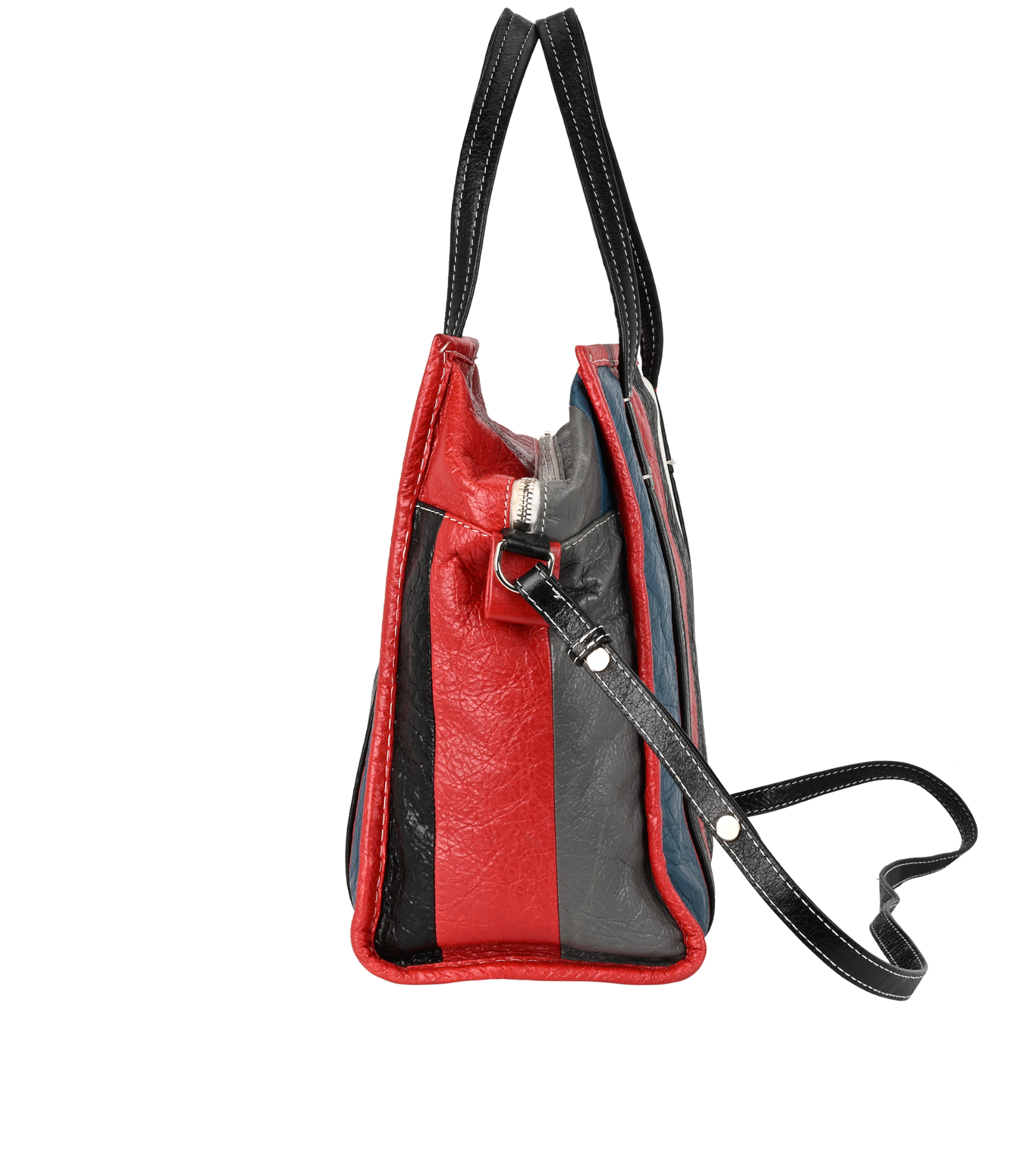 Medium Bazar Shopper, &pound;350, Handbags, Grey/Red, Leather, Bottom view